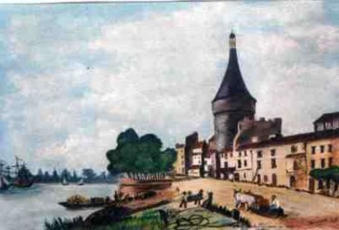 Peinture intitulée "port de libourne" par Dominique Rondeau, Œuvre d'art originale, Gouache