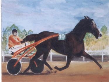 Painting titled "le cheval gagnant" by Dominique Rondeau, Original Artwork, Oil