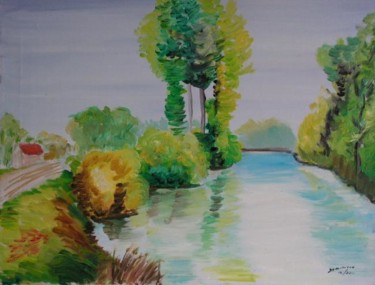 Peinture intitulée "riviere en ete" par Dominique Rondeau, Œuvre d'art originale