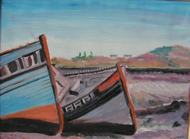 Painting titled "2-bateaux.jpg" by Dominique Rondeau, Original Artwork, Gouache
