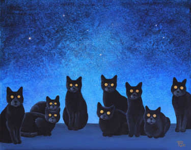 Peinture intitulée "Nuit étoilée - Star…" par Paule Bernard Roussel, Œuvre d'art originale, Acrylique Monté sur Châssis en b…