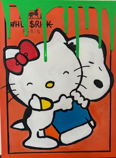Painting titled "Snoopy in Love" by Rondinelli Patrick (Whoisrick), Original Artwork, Acrylic Mounted on Wood Stretcher frame