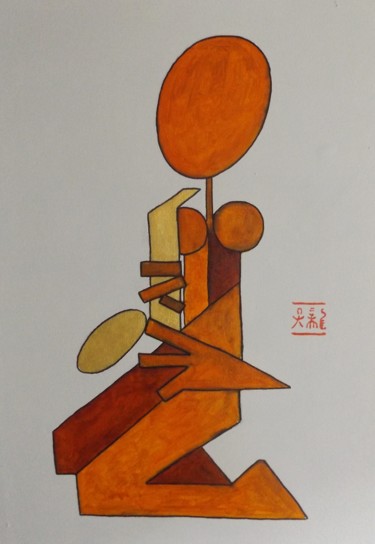 Malerei mit dem Titel "Sax" von Rone Waugh, Original-Kunstwerk, Acryl