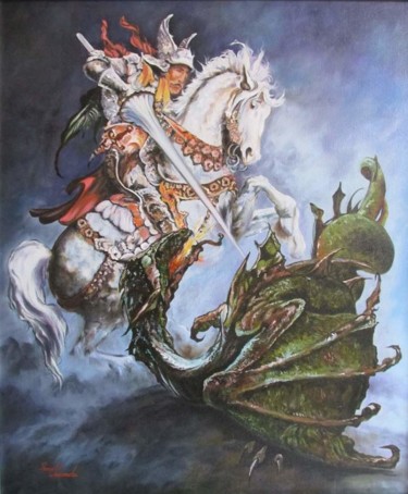 Painting titled "Cattleya cruzeiro d…" by Rone Lacerda, Original Artwork, Oil