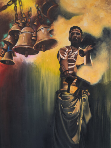Картина под названием "Soul Of Vanaras" - Roni Sarkar, Подлинное произведение искусства, Акрил