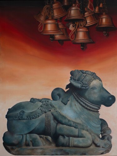 Painting titled "Guardians of Shiva" by Roni Sarkar, Original Artwork, Acrylic