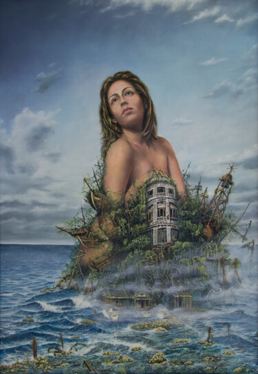 Pintura intitulada "Liz's island" por Roniel Llerena Andrade, Obras de arte originais, Óleo
