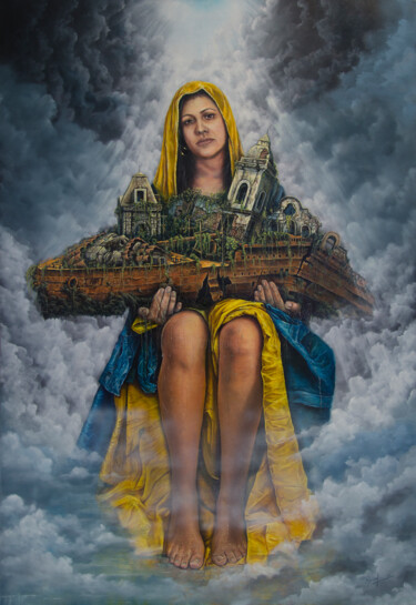 Pintura titulada "La piedad" por Roniel Llerena Andrade, Obra de arte original, Oleo