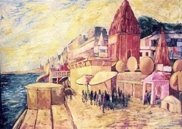 Painting titled "Varanasi" by Ronin, Original Artwork, Oil