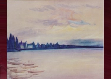 Painting titled "Dawn Of Varanasi" by Ronin, Original Artwork, Oil