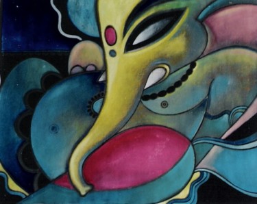 Painting titled "Ganesh" by Ronin, Original Artwork