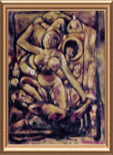 Painting titled "Devi Durga" by Ronin, Original Artwork, Oil