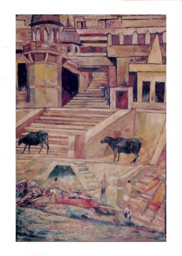Painting titled "The Manikarnika of…" by Ronin, Original Artwork