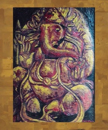 Painting titled "Siddidata Ganesh" by Ronin, Original Artwork, Oil