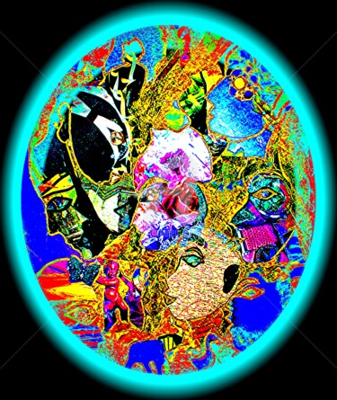 Digitale Kunst mit dem Titel "Floral Oval" von Ronnie Greenspan, Original-Kunstwerk, Collagen