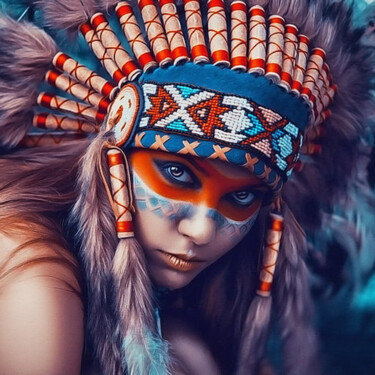 Digitale Kunst getiteld "native american" door Ronnie Kolner, Origineel Kunstwerk, Niet gemanipuleerde fotografie