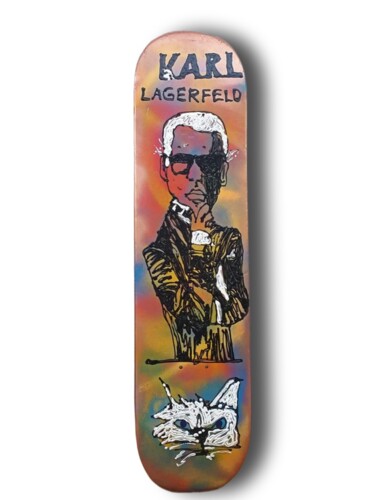 Sculpture titled "Karl Lagerfeld Skat…" by Ronny Reinecke, Original Artwork, Wood