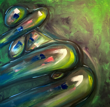 Malerei mit dem Titel "MindYourGreen" von Ronny Simon, Original-Kunstwerk, Öl