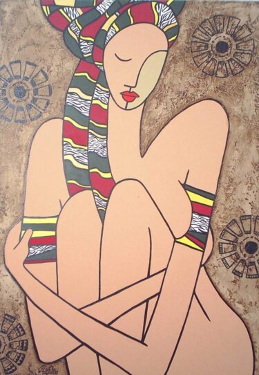 Pintura intitulada "África- Mulher" por Rono Figueiredo, Obras de arte originais