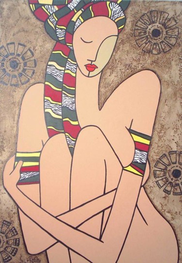 Painting titled "África- Mulher" by Rono Figueiredo Rono, Original Artwork