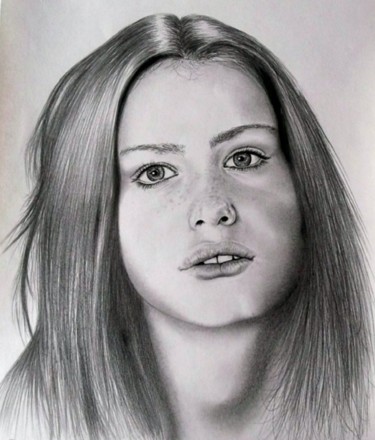 Drawing titled "young girl" by Devin, Original Artwork