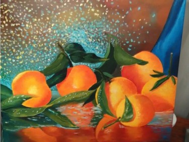 Картина под названием "мандариновая радость" - Olga Reshetnikova, Подлинное произведение искусства, Масло