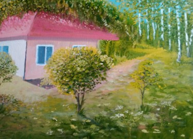 Картина под названием "Июльский полдень на…" - Olga Reshetnikova, Подлинное произведение искусства, Масло