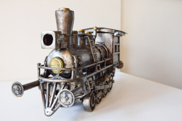 Sculpture titled "Locomotora a vapor…" by Roque Alaniz, Original Artwork, Metals