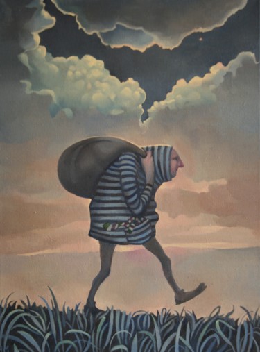 Malerei mit dem Titel "The thief" von Rory Mitchell, Original-Kunstwerk, Öl