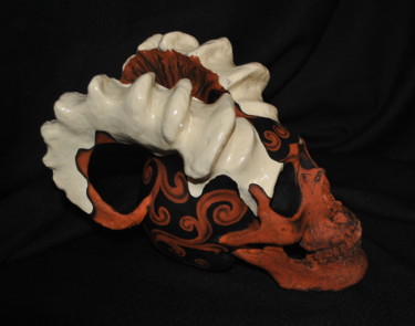 Sculptuur getiteld "schedel" door Rosa, Origineel Kunstwerk, Keramiek