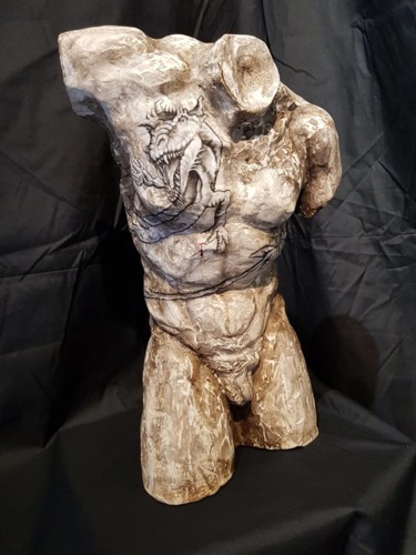 Sculptuur getiteld "Adonis" door Rosa, Origineel Kunstwerk, Gips