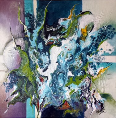 Картина под названием "Explosion" - Rosa B, Подлинное произведение искусства, Акрил Установлен на Деревянная рама для носилок