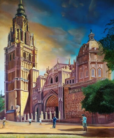 Pintura intitulada "Catedral Toledo" por Rosa M Fernández, Obras de arte originais, Óleo