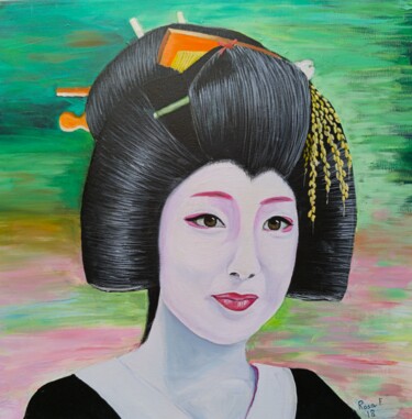 Pintura intitulada "Geisha, Mujeres del…" por Rosa M Fernández, Obras de arte originais, Acrílico