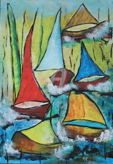 Painting titled "Abstratos - Acrílic…" by Rosa Magalhães, Original Artwork