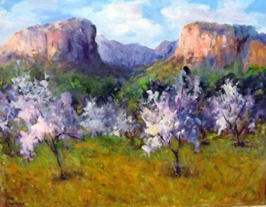 Painting titled "Almendros en la fal…" by Rosa Maria Castaño, Original Artwork