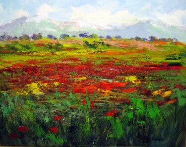 Pintura titulada "Otro campo de amapo…" por Rosa Maria Castaño, Obra de arte original