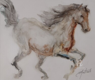 Painting titled "Cavalo" by Rosa Martinelli, Original Artwork, Watercolor