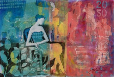 Pintura titulada "Blues & Wine" por Rosa Martinelli, Obra de arte original, Acrílico