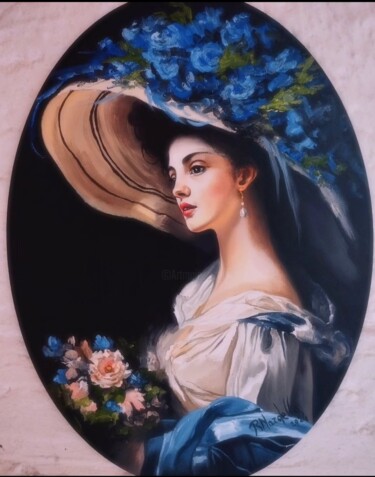 Painting titled "COSETTE" by Rosa Nardella, Original Artwork, Oil Mounted on Cardboard