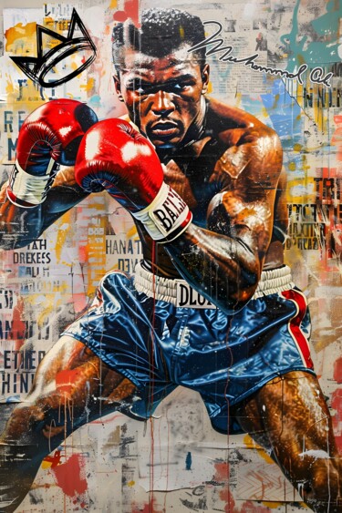 Digital Arts titled "Muhammad Ali Pop Ar…" by Rosa Piazza, Original Artwork, Digital Painting