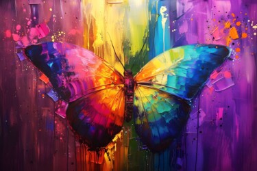 Arts numériques intitulée "Rainbow Butterfly" par Rosa Piazza, Œuvre d'art originale, Peinture numérique