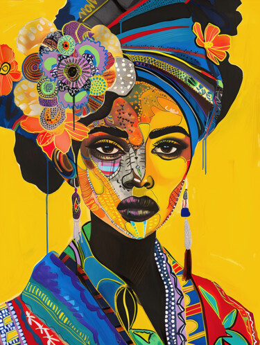 Цифровое искусство под названием "Schönheit Afrikas" - Rosa Piazza, Подлинное произведение искусства, Цифровая живопись