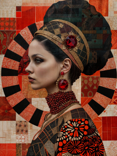 Digital Arts titled "„Eleganz in Rot“" by Rosa Piazza, Original Artwork, Digital Painting