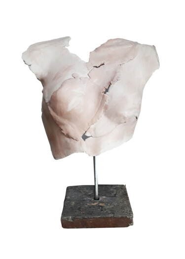 Skulptur mit dem Titel "Buste ciré" von Rosa-Terra By Rosanna, Original-Kunstwerk, Keramik