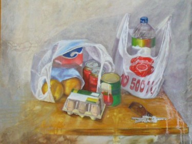 Painting titled "Bodegon con bolsas…" by Rosa Torralba, Original Artwork