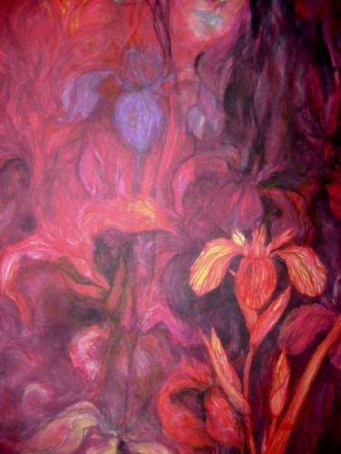 Peinture intitulée "red waterfairy" par Lenke Simon, Œuvre d'art originale