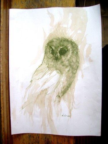 Drawing titled "owl" by Lenke Simon, Original Artwork