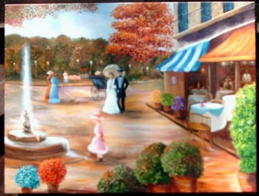 Pintura intitulada "Promenade à Paris" por Rosah Casanova, Obras de arte originais