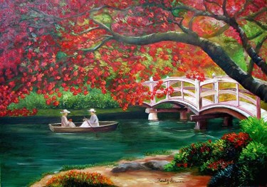 Pintura intitulada "Ponte para o Sonho" por Rosah Casanova, Obras de arte originais